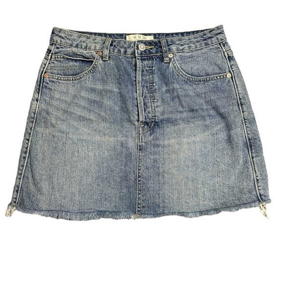 We The Free Free People Denim Mini Skirt Button Fly Size 29 - Picture 1 of 5
